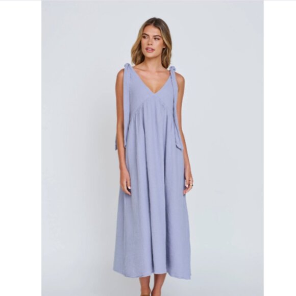 Apéro Mallorca Babydoll Nursing Midi Dress - Violet Blue - Picture 1 of 7